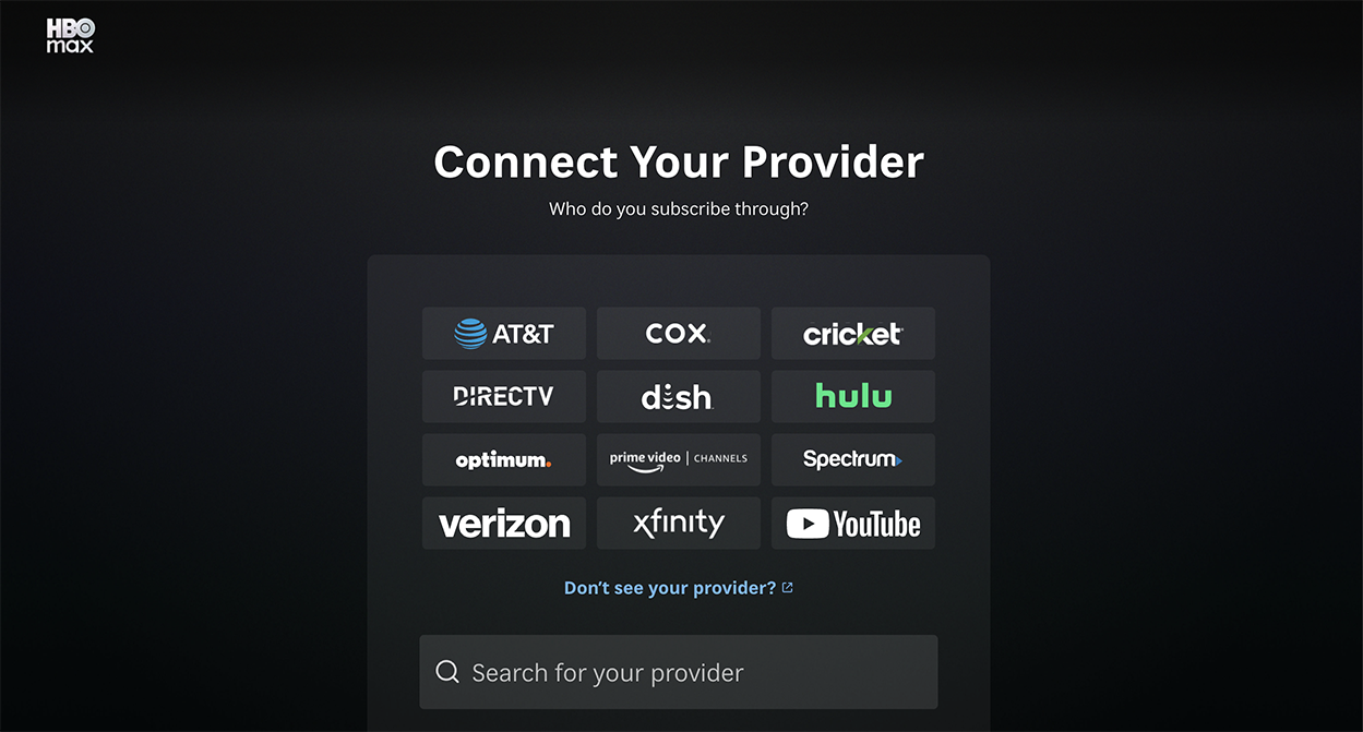 Max screenshot of provider picker